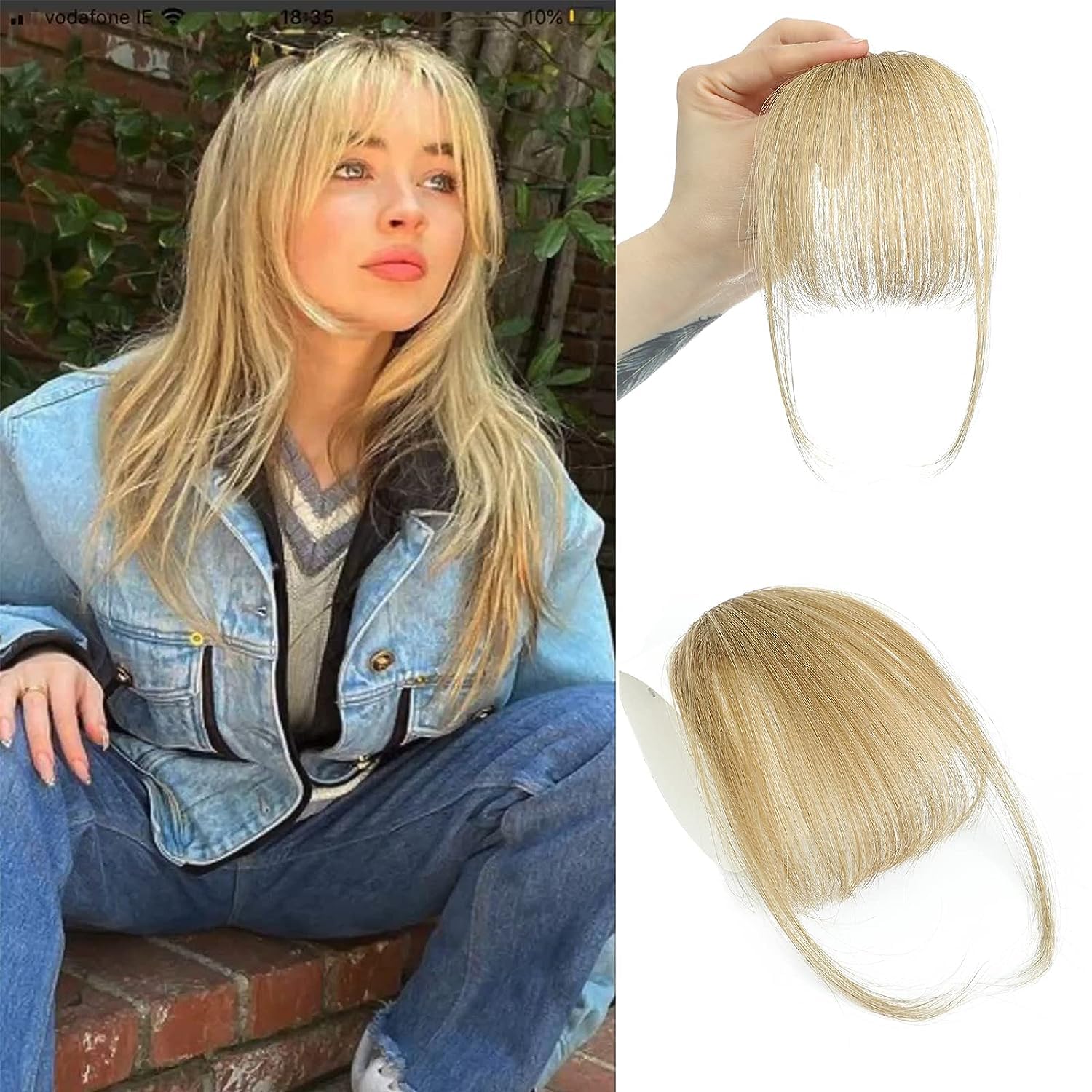 Seamless Clip In Hair Extensions Human Hair - 100% Ludzkie włosy Wispy Bangs Clip