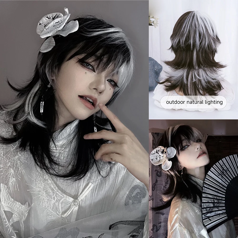 16-calowe czarno-białe peruki  – Synthetic Braided Wigs For Black Women recenzja i cena